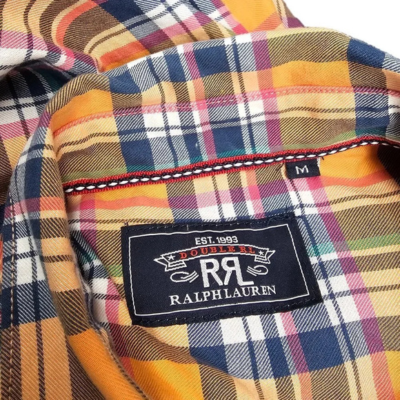 RRL Ralph Lauren  Womens Double RL Plaid Button Down Shirt Size Medium - Picture 4 of 9